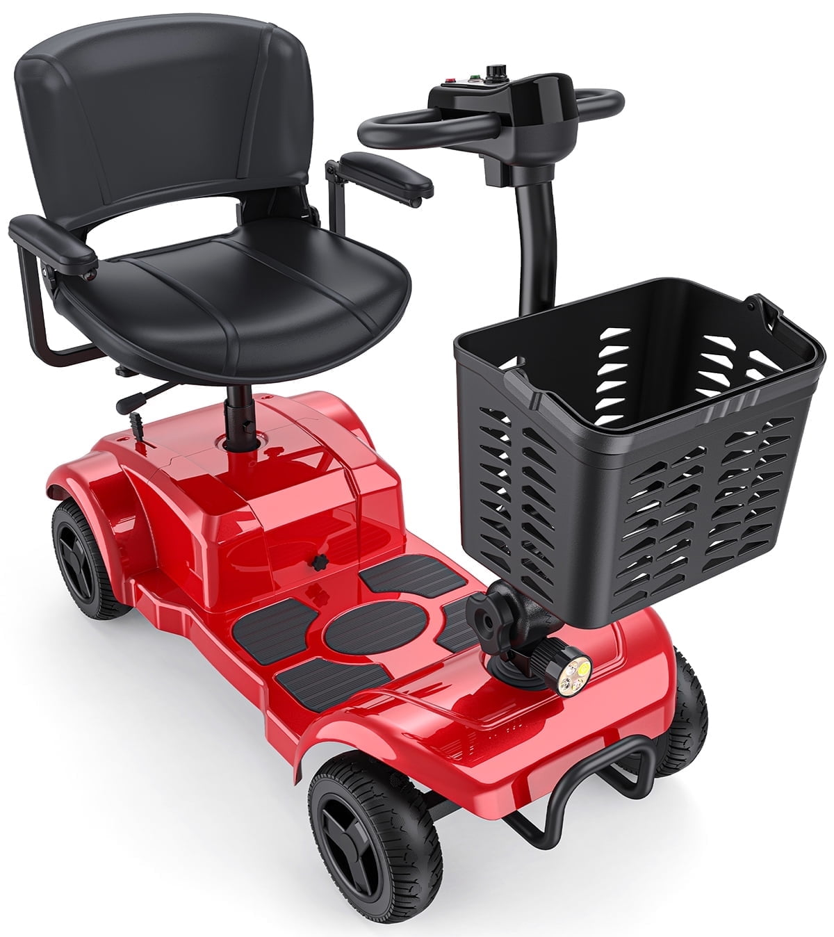 ENGWE 4 Wheels Folding Mobility Scooter with Basket,Electric Powered Travel Wheelchair for Elderly,264lbs for Adult,Red